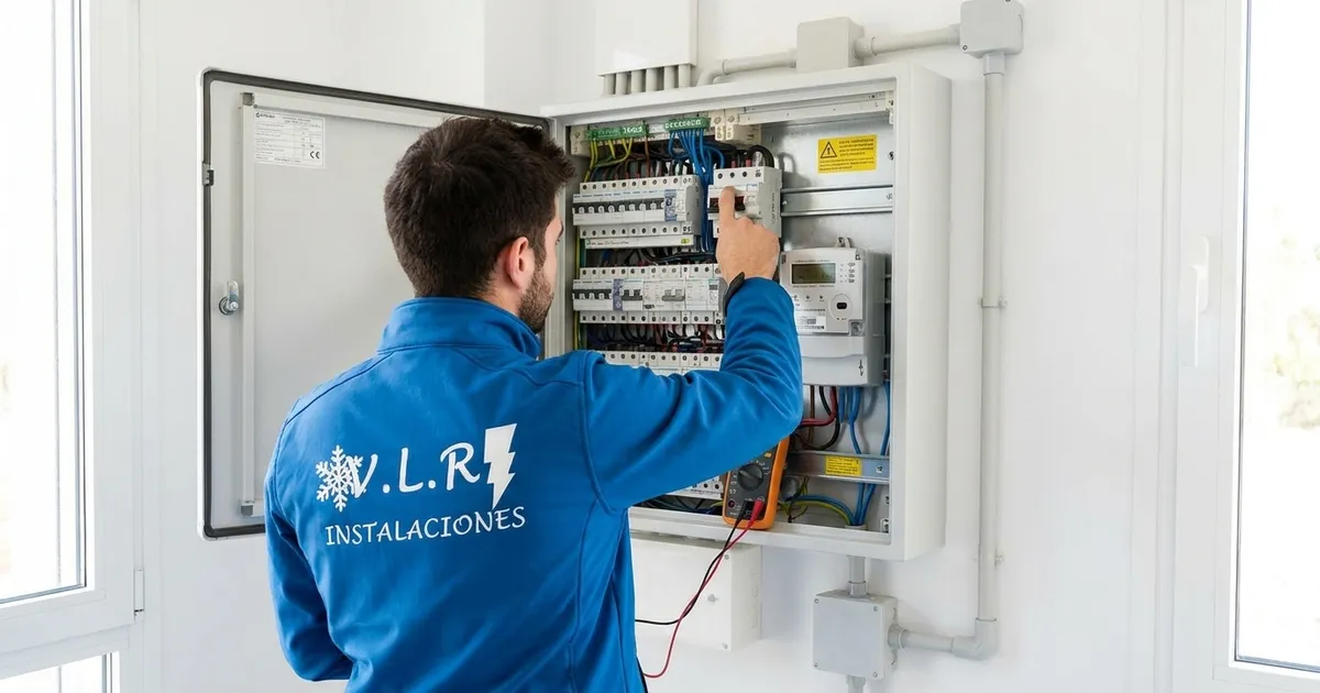 Electrician checking the main power control switch in a consumer unit