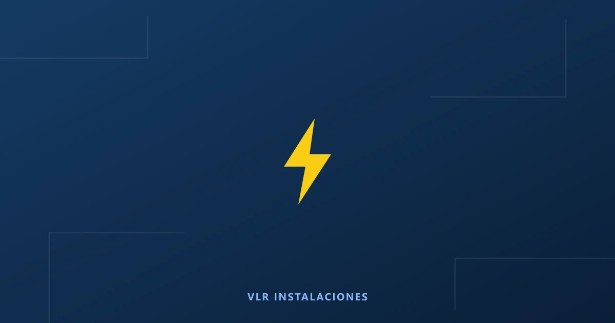 Gráfico de VLR Instalaciones con un rayo amarillo sobre fondo azul oscuro