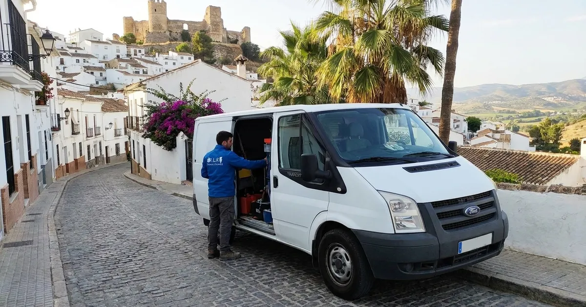 VLR Instalaciones electrician with the company van, serving Álora