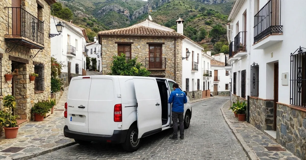 Electricista de VLR Instalaciones con la furgoneta, atendiendo en Benahavís