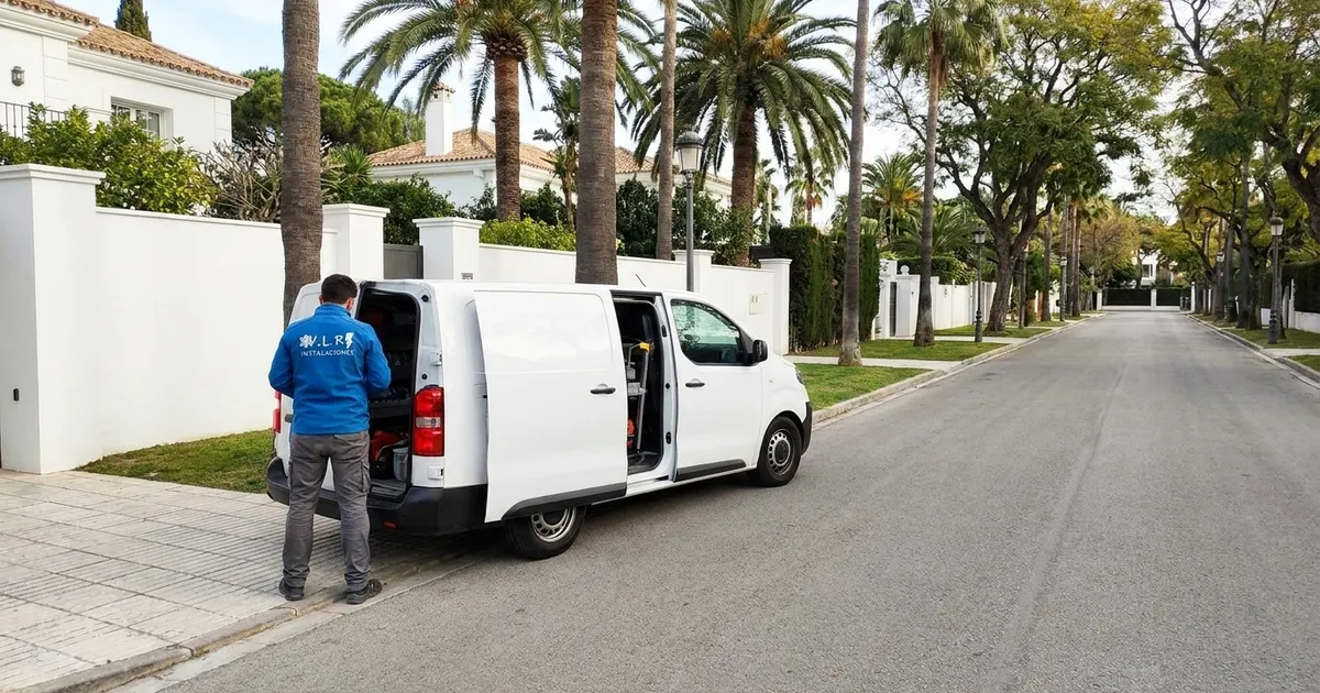 VLR Instalaciones electrician with the company van, serving El Limonar