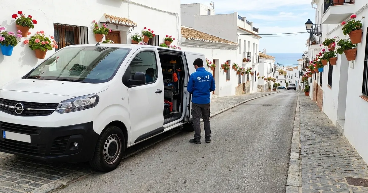 VLR Instalaciones electrician with the company van, serving Mijas